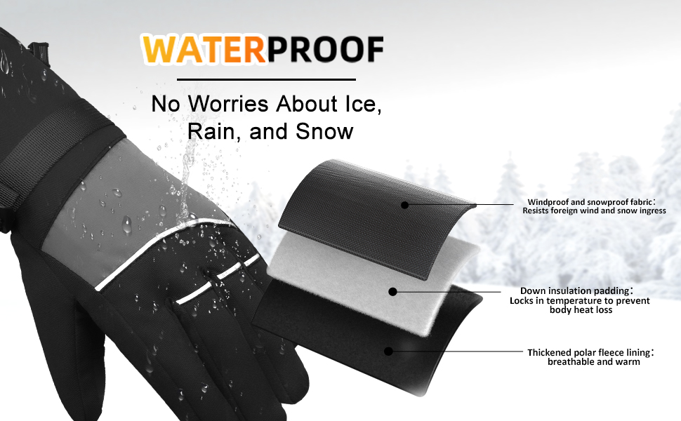 Winter Waterproof Ski Snow Warm Gloves for Women Men with Touchscreen Fingers for Hiking Biking Outdoor Sports winter waterproof ski snow warm gloves for women men with touchscreen fingers for hiking biking outdoor sports