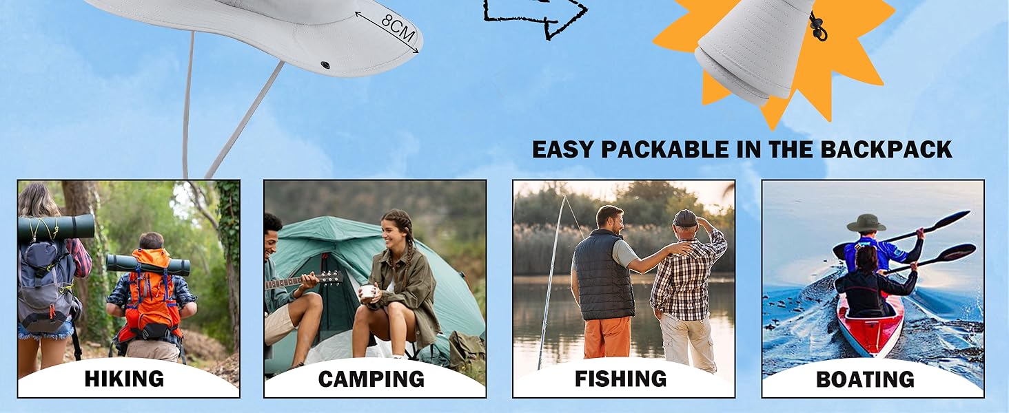 upf50+ mens sun hat wide brim womens uv protection beach bucket hat for fishing hiking snap up