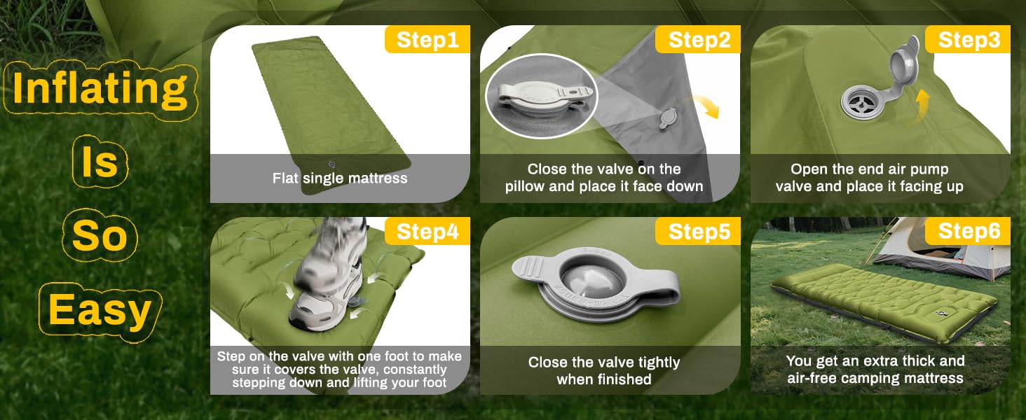 Camping Sleeping Pad, Extra Thick 6 Inch Inflatable Camping Mat with Pillow camping sleeping pad, extra thick 6 inch inflatable camping mat with pillow