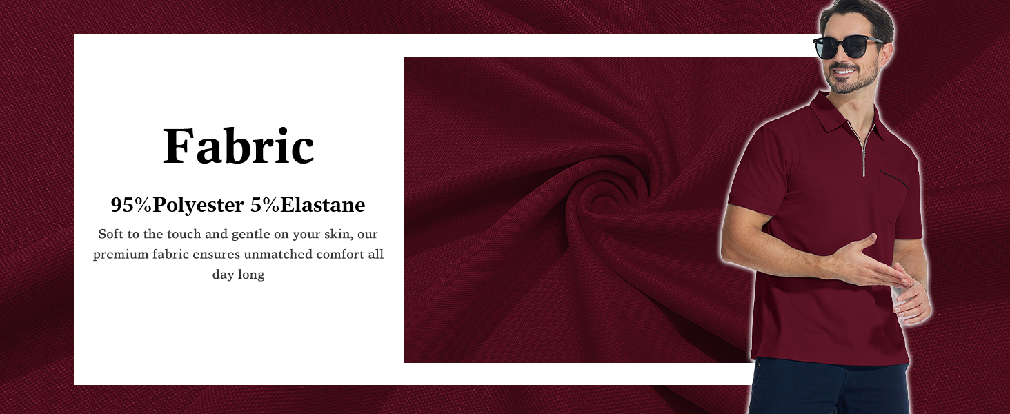 mens polo shirts quarter zip shirts casual classic lightweight short sleeve golf collared shirt with pocket