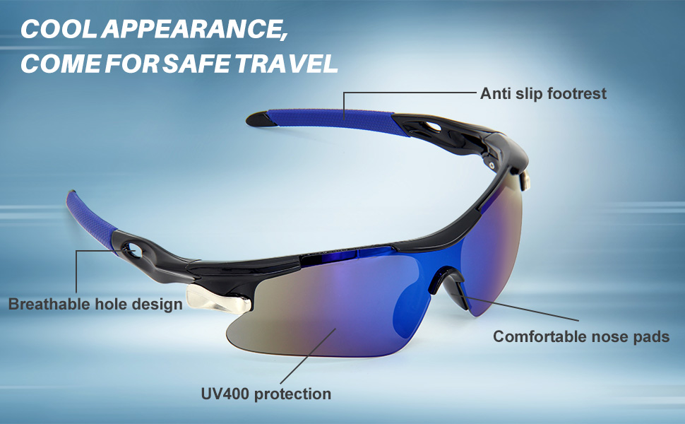 unisex sports sunglasses with uv400 & shatterproof lenses