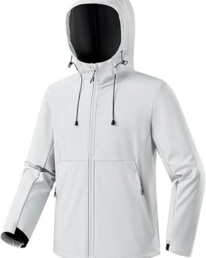 men's softshell jacket hooded fleece lined lightweight warm water resistant shell jacket