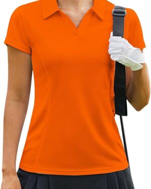 womens golf shirt short sleeve polo shirts quick dry tennis tops v neck with collar pickleball shirts golf outfits
