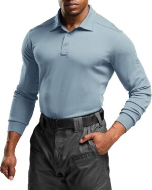 men's polo shirt, long sleeve tactical shirts, outdoor upf 50+ pique shirt(large tall)