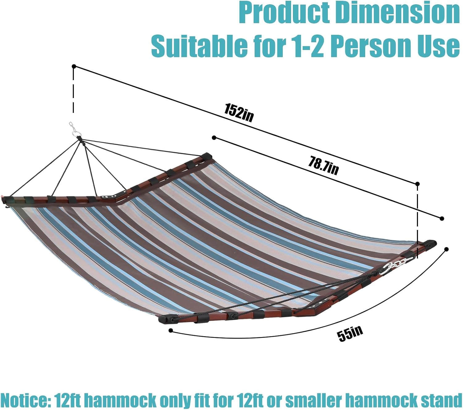 12ft 2 person hammock large hammock quick dry 450lb capacity with v shaped hardwood spreader bar & nylon rope 12ft 2 person hammock large hammock quick dry 450lb capacity with v shaped hardwood spreader bar & nylon rope