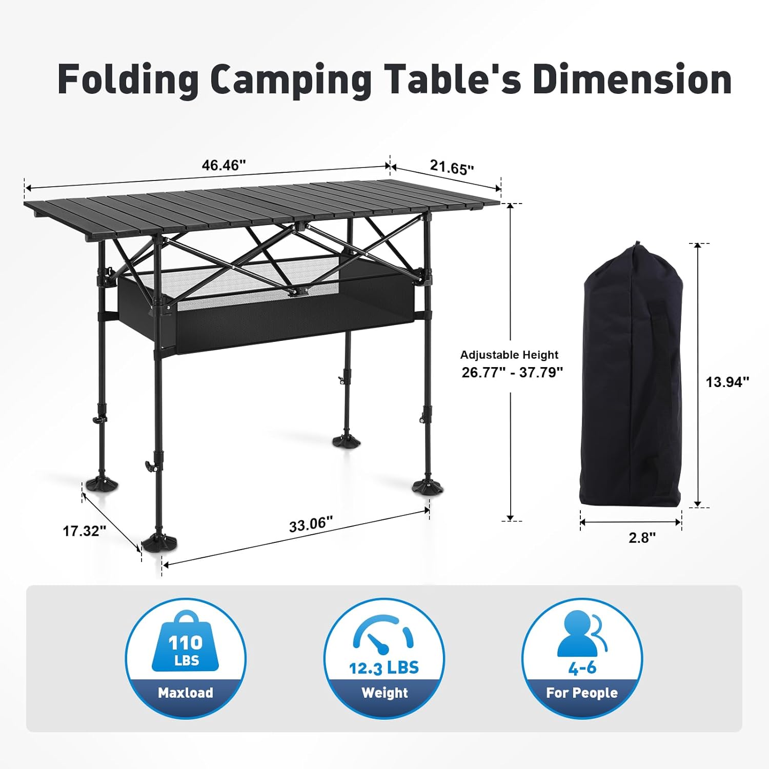 camp folding camping table, portable roll up table camp folding camping table, portable roll up table