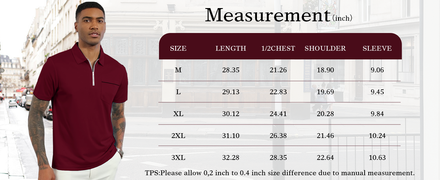 mens polo shirts quarter zip shirts casual classic lightweight short sleeve golf collared shirt with pocket