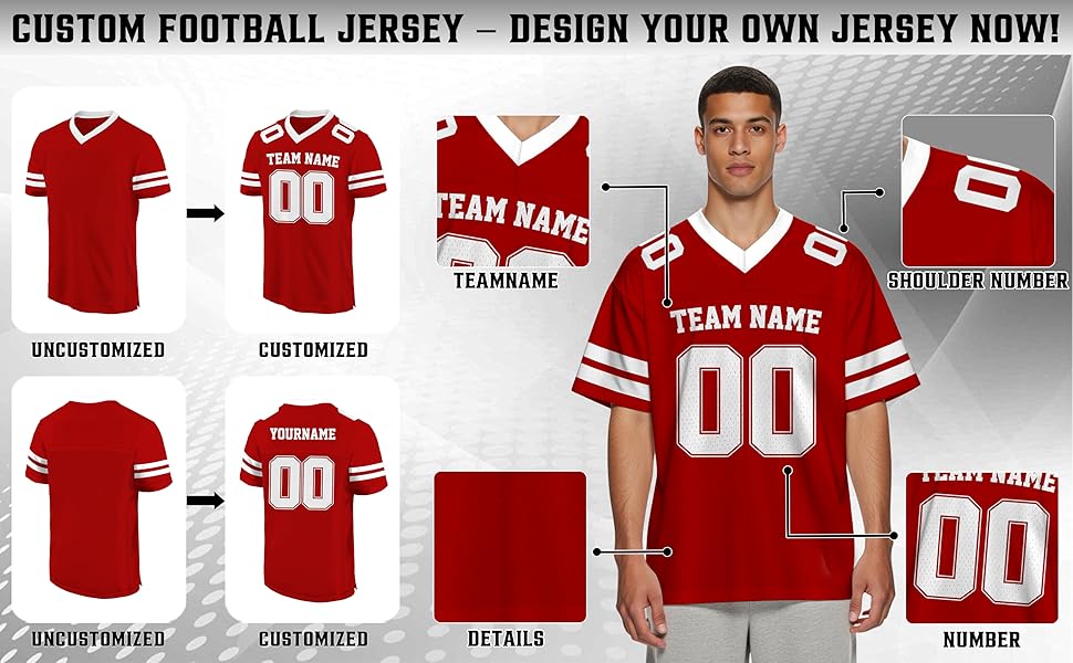 Custom Football Jersey - Personalized Name, Number & Logo, Customized Sport Jerseys custom football jersey personalized name, number & logo, customized sport jerseys