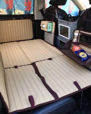 folding suv truck back seat mattress for travel, camping and large dog car seat cover (with adjustable bracket),beige white