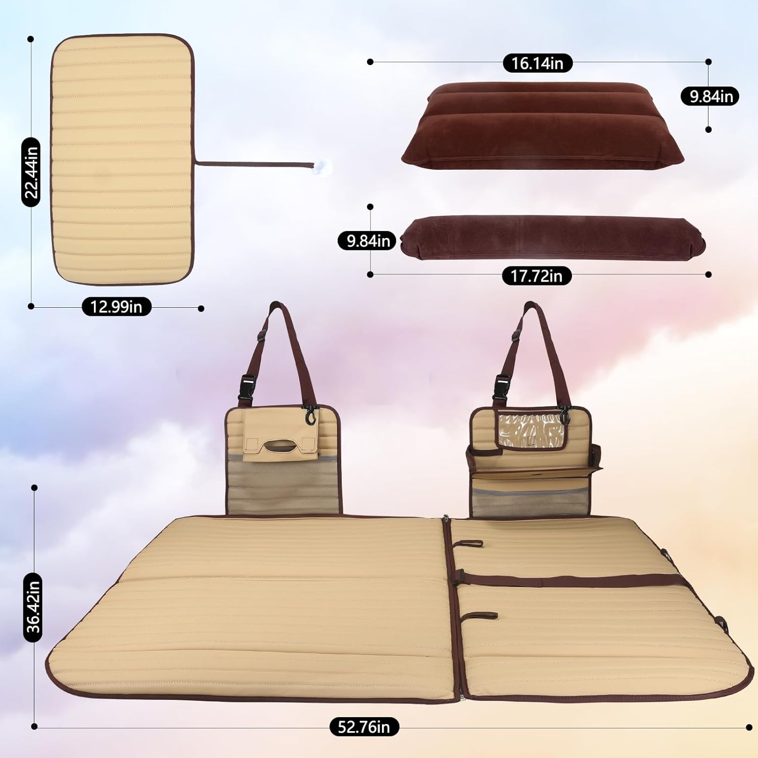 folding suv truck back seat mattress for travel, camping and large dog car seat cover (with adjustable bracket),beige white folding suv truck back seat mattress for travel, camping and large dog car seat cover (with adjustable bracket),beige white