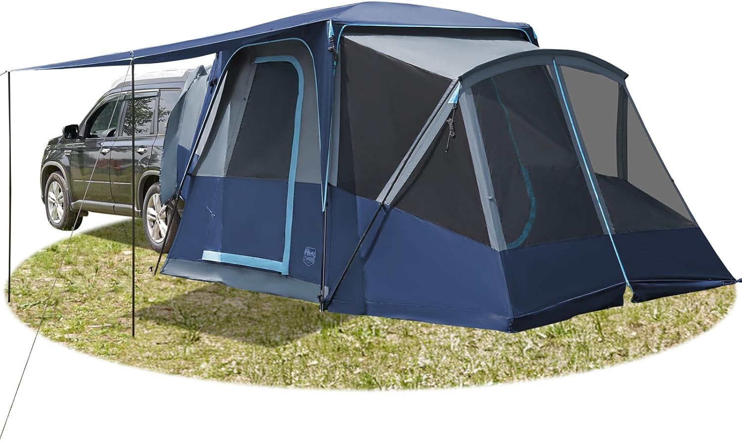 5 9 person suv tent with screen porch and awning for family camping, weather resistant and portable van or car tent, includes rainfly and storage bag, 13' w x 10' l x 7.1' h 5 9 person suv tent with screen porch and awning for family camping, weather resistant and portable van or car tent, includes rainfly and storage bag, 13' w x 10' l x 7.1' h