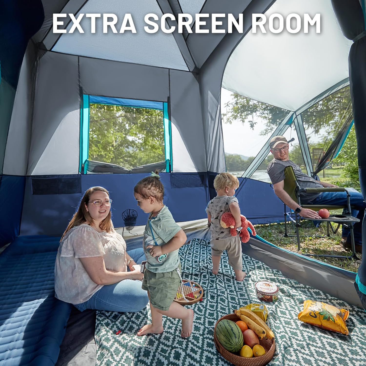 5-9 Person SUV Tent with Screen Porch and Awning for Family Camping, Weather Resistant and Portable Van or Car Tent, Includes Rainfly and Storage Bag, 13' W X 10' L X 7.1' H 5 9 person suv tent with screen porch and awning for family camping, weather resistant and portable van or car tent, includes rainfly and storage bag, 13