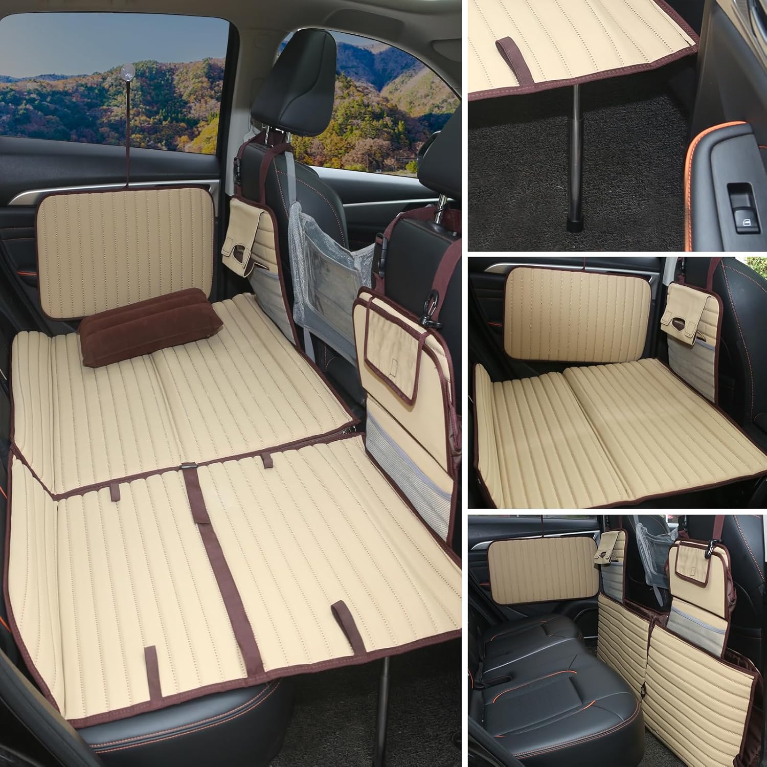 folding suv truck back seat mattress for travel, camping and large dog car seat cover (with adjustable bracket),beige white folding suv truck back seat mattress for travel, camping and large dog car seat cover (with adjustable bracket),beige white