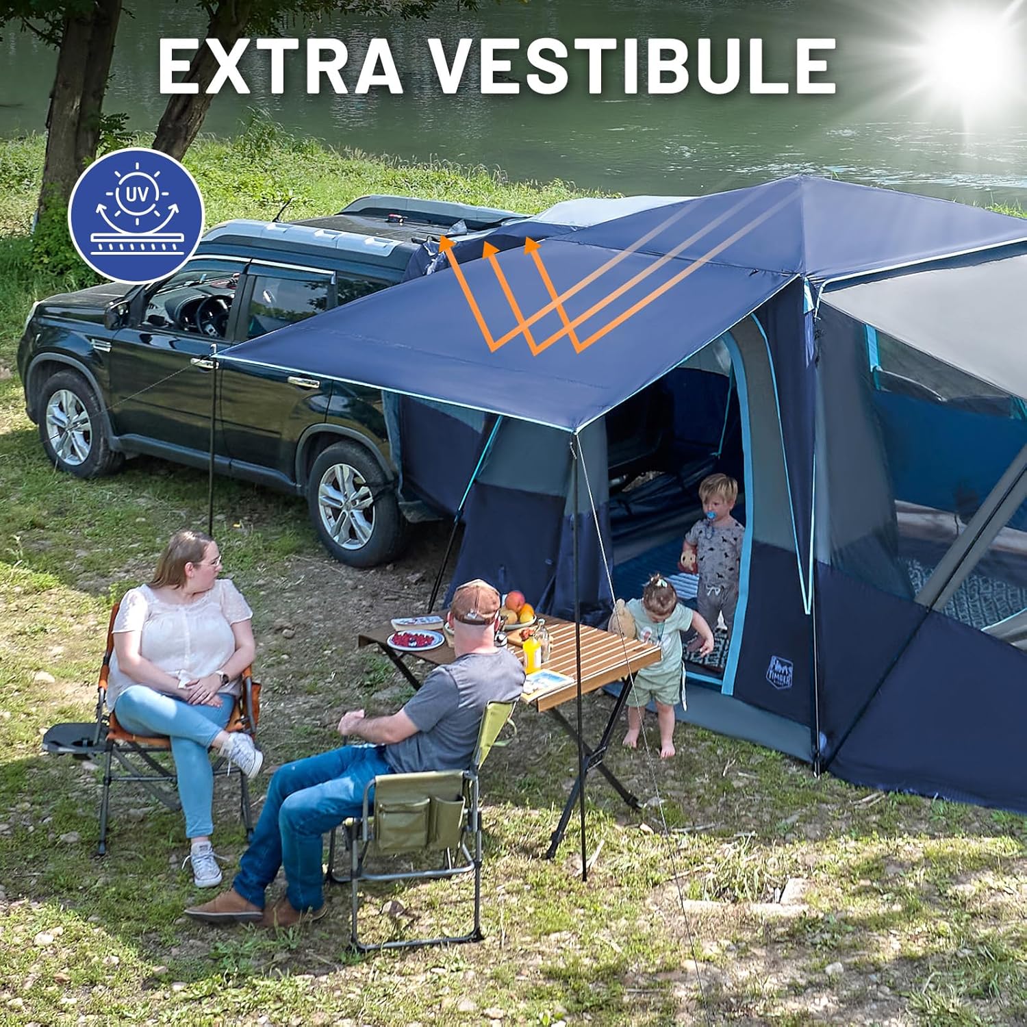 5-9 Person SUV Tent with Screen Porch and Awning for Family Camping, Weather Resistant and Portable Van or Car Tent, Includes Rainfly and Storage Bag, 13' W X 10' L X 7.1' H 5 9 person suv tent with screen porch and awning for family camping, weather resistant and portable van or car tent, includes rainfly and storage bag, 13