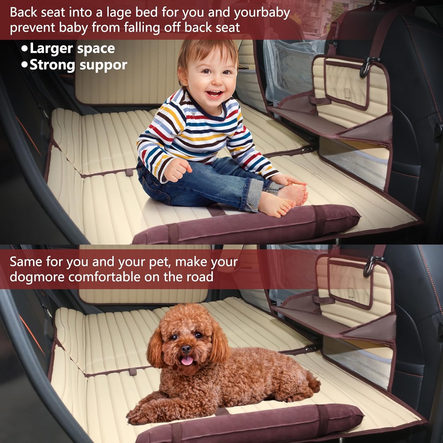 folding suv truck back seat mattress for travel, camping and large dog car seat cover (with adjustable bracket),beige white folding suv truck back seat mattress for travel, camping and large dog car seat cover (with adjustable bracket),beige white