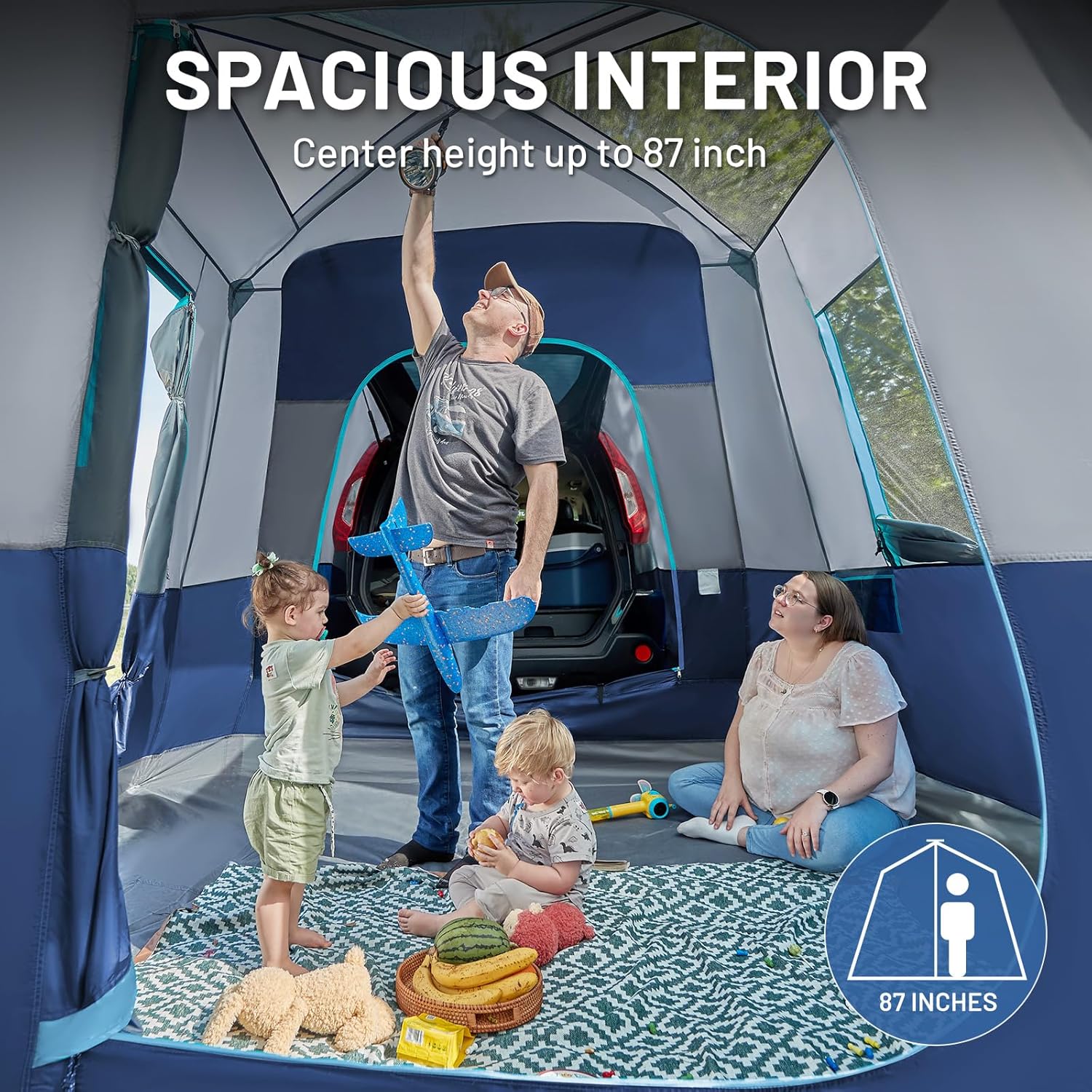 5-9 Person SUV Tent with Screen Porch and Awning for Family Camping, Weather Resistant and Portable Van or Car Tent, Includes Rainfly and Storage Bag, 13' W X 10' L X 7.1' H 5 9 person suv tent with screen porch and awning for family camping, weather resistant and portable van or car tent, includes rainfly and storage bag, 13